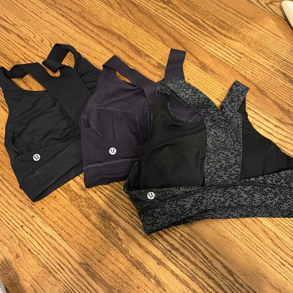 Three size 6 lulu bras with a high neck can be sold together or individually - Picture 2 of 2